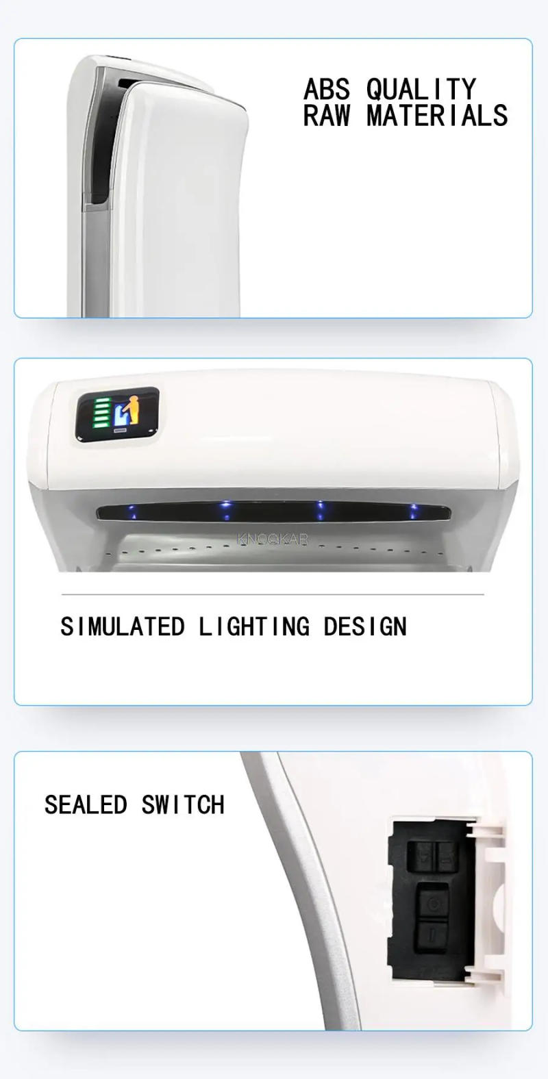 Description Picture 6 of itemAutomatic induction hotel high-speed double-sided jet dryer 220V hand dryer hand dryer Double-sided jet dryer D356