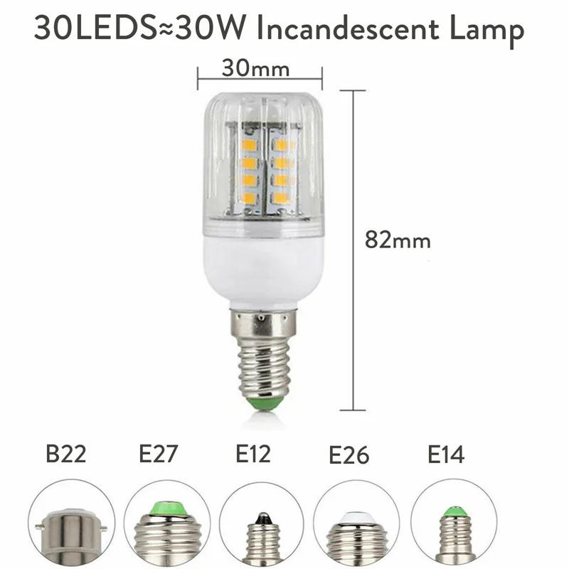 Description Picture 4 of item1X LED Corn Bulbs E27 Light B22 E14 5730 SMD 24LEDs - 165LEDs Chandelier Candle LED Light For Home Decoration Ampoule 110V 220V