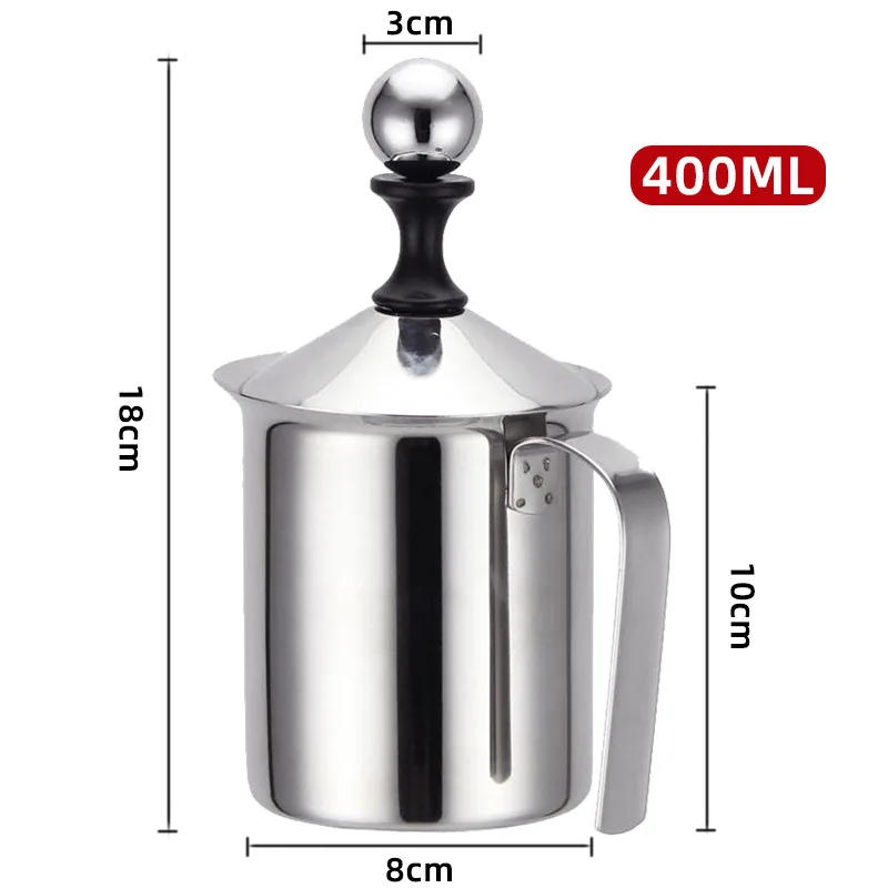Description Picture 6 of itemMilk Frothers Stainless Double Mesh Milk Creamer Milk Foam For Coffee Milk Egg Beater Kitchen Tool Coffee Mixer Frother 400ML