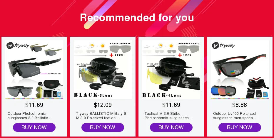 Description Picture 2 of itemTryway M 3.0 Polarized tactical goggles Protection TR90 Frame Hiking cycling eyewear paitball gafas