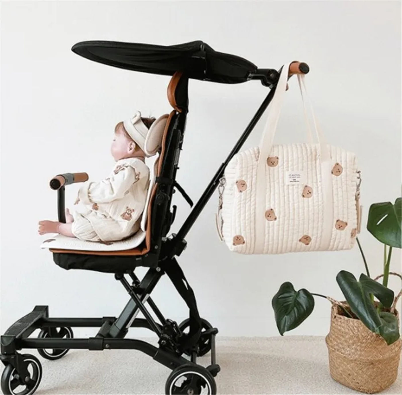 Description Picture 6 of itemfashion Mommy Bag Baby Diaper Bag Portable Shoulder Bag Embroidery Quilted Stroller Nappy Bag Diaper Storage Large Handbags