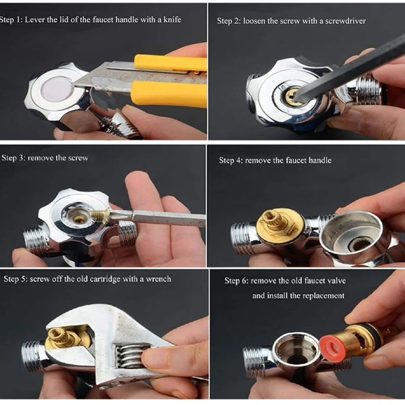 Description Picture 5 of itemFaucet Cartridge 1/2" 20 Teeth Universal Replacement Tap Valves Brass Ceramic Cartridge Inner Faucet Valve for Bathroom Kitchen