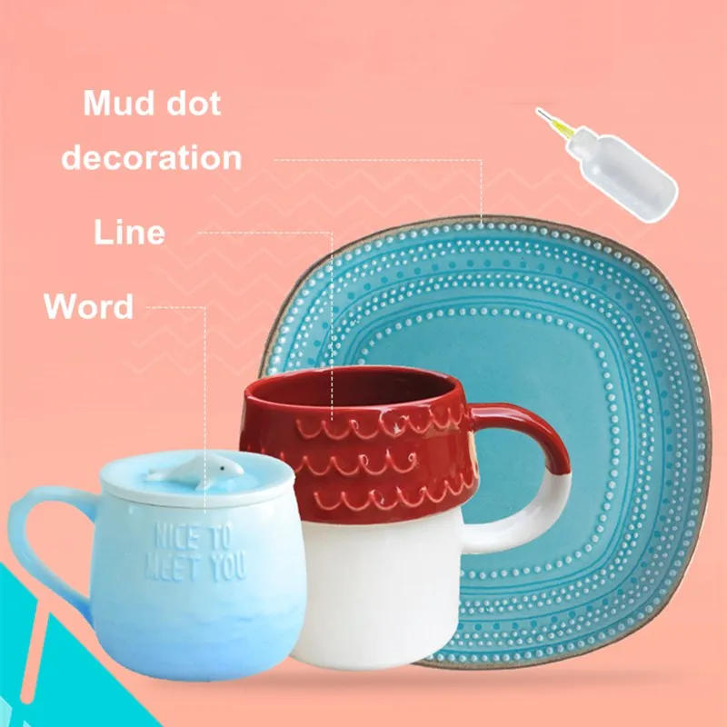 Description Picture 3 of item50ml Ceramic Art Squeeze Clay Bottle Multi-needle Point Line Texture Effect Creative Decoration DIY Pottery Clay Painting Tool