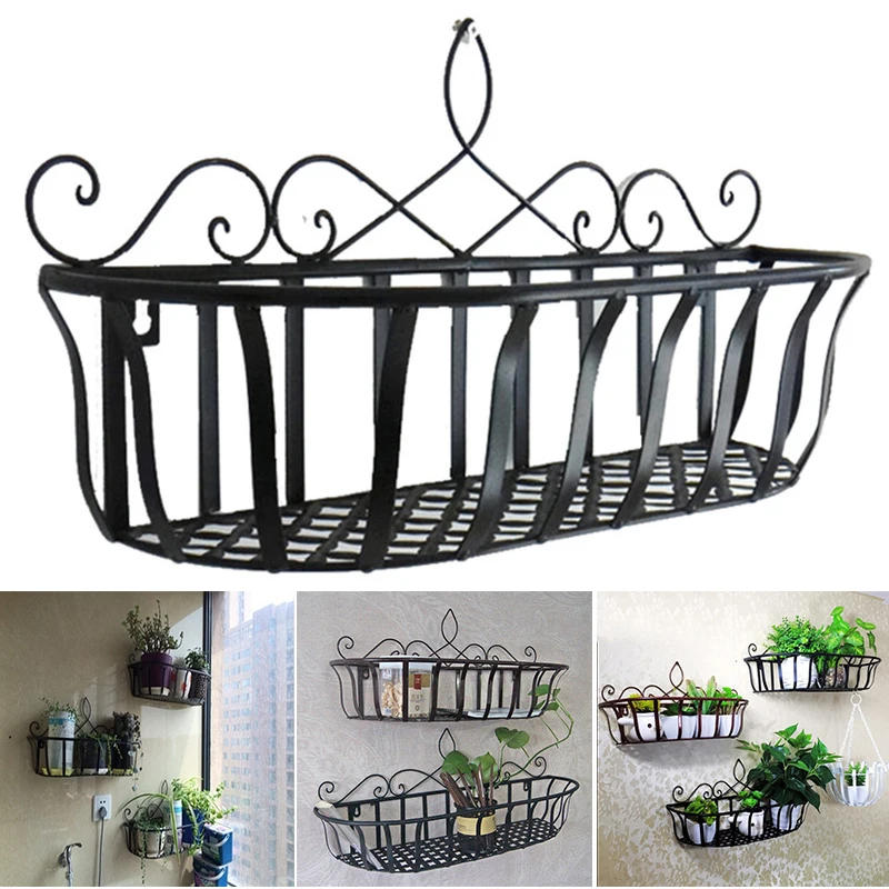 Description Picture 2 of itemHanging Planter Rack Metal Wire Railing Flower Pots Holder Stand Decorative Art Wall Mounted Plants Basket for Home Bar