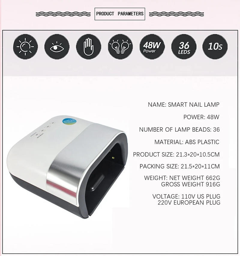Description Picture 5 of item48W Smart UV LED Lamp Nail Dryer 36PCS LEDs Gel Polish Intelligent Auto Sensor One Hand Nails Dryers Quick-drying Nail Equipment