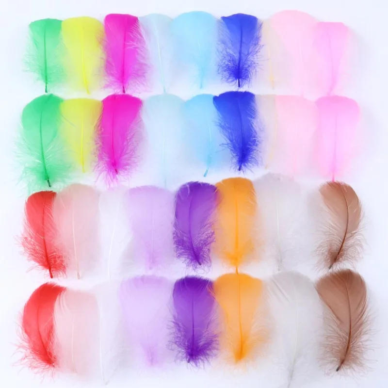 Description Picture 3 of item100pcs Natural Goose Feather 4-8cm Colorful Goose Down Feather Child Gift DIY Handmade Festival Stage Wedding Dress Decoration