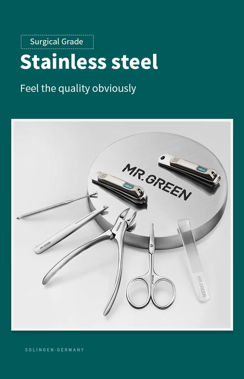 Description Picture 6 of itemMR.GREEN Manicure Set Color Contrast sets Nail Clippers Cutter Tools Kits Stainless Steel Pedicure Travel Case for man woman