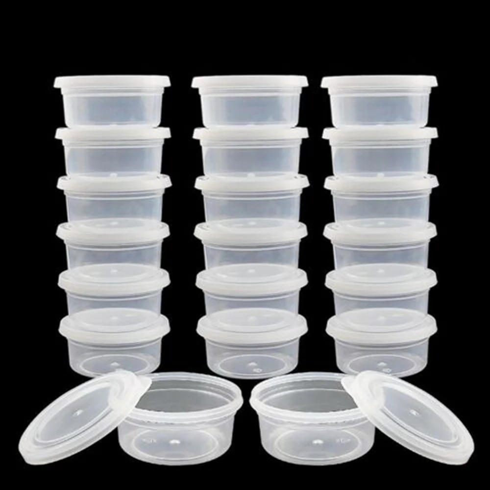 Description Picture 4 of item20PCS Foam Ball Round Clear Storage Box Container with Lid  Vegetable Storage Slime Clay Storage Jar Sealed Drawer Organizer