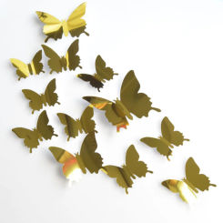 3d Mirror Butterfly Wall Stickers Silver Self-Adhesive Butterfly Sticker Waterproof Sticker For Wedding Party Diy Decor 12pcs