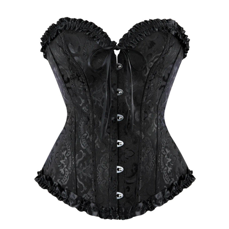 Description Picture 3 of itemCorsets Bustiers Lace Trim Plus Size Waist Bodyshaper White Victorian Corset Top Boned Floral Gothic Corsets for Women Black
