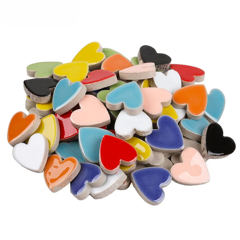 Description Picture 4 of item30pcs Heart Shape Porcelain Mosaic Tiles Approx.127g/4.48oz Mosaic Making Ceramic Tile DIY Craft Materials 10 Colors Optional