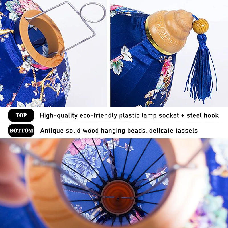 Description Picture 2 of itemRetro Silk Lanterns Vietnam Japan Chinese Traditional Lantern Chic Peacock Pattern Lantern For New Year Spring Festival Decor