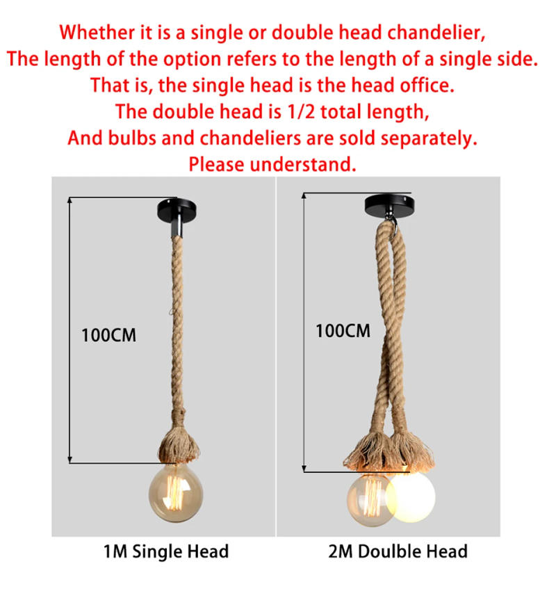Description Picture 6 of itemRetro Pendant Lights E27 Hemp Rope Lantern Hang Lamp Vintage Industrial Hanglamp Loft Home decoration lamp Indoor Bar light