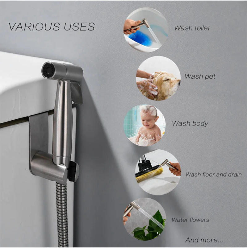 Description Picture 5 of itemHandheld Toilet Bidet Sprayer Set Toilet Sprinkler Bathroom Faucet Hygienic Shower Portable Stainless Steel Bath Kit Bidet G1/2