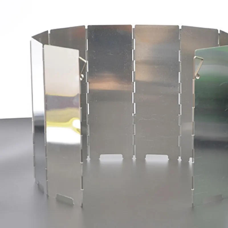 Description Picture 4 of item8 Plates Gas Stove Wind Shield Outdoor Camping Picnic Cooking Burner Windproof Screen Aluminum Alloy Wind Screen