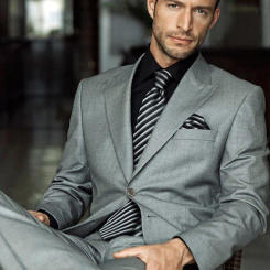 ANNIEBRITNEY Grey 2 Piece Slim Fit Men Business Suit Tailor Made Groom Wedding Tuxedo 2 Piece Prom Wedding Business Men Suit Set