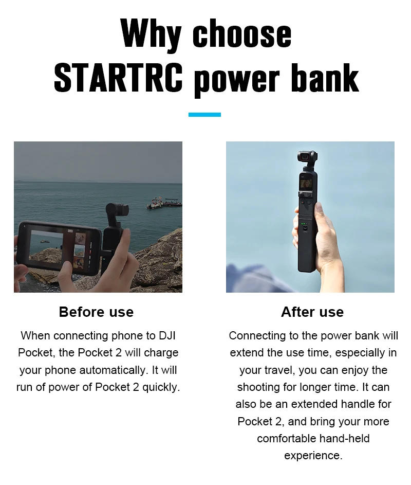 Description Picture 4 of itemSTARTRC Osmo Pocket 2 Portable Power Bank Mobile 3200mAh Battery Charger Handheld Charging Hub For DJI Pocket 2 PTZ Camera