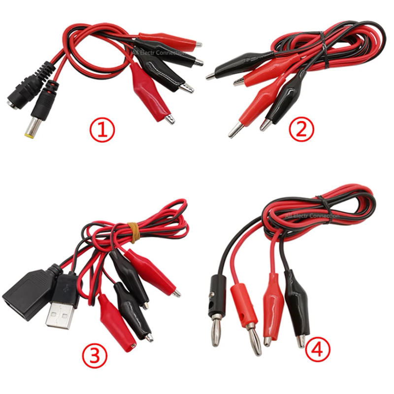 Description Picture 2 of itemAlligator Clips to Banana Plug/USB Male Female/DC Power Plug Crocodile Clip Test Cable Lead Probe for Measure Multimeter Tools