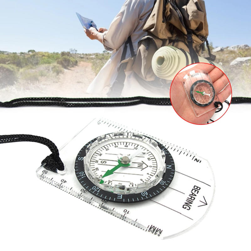 Description Picture 2 of itemOutdoor Mini Compass with Straight Rulers MM/INCH Hiking Map Scale Ruler Lanyard Camping Accessories