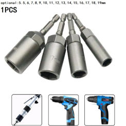1 PCS Magnetic Hex Sockets 80mm Length 1/4" Hex Drive Socket Impact Nut Bolt Drill Bits For Pneumatic Screwdriver Hand Tools