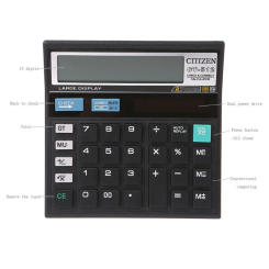 1 PC 12-Digit Solar Battery Dual Power Large Display Office Desktop Calculator CT-512