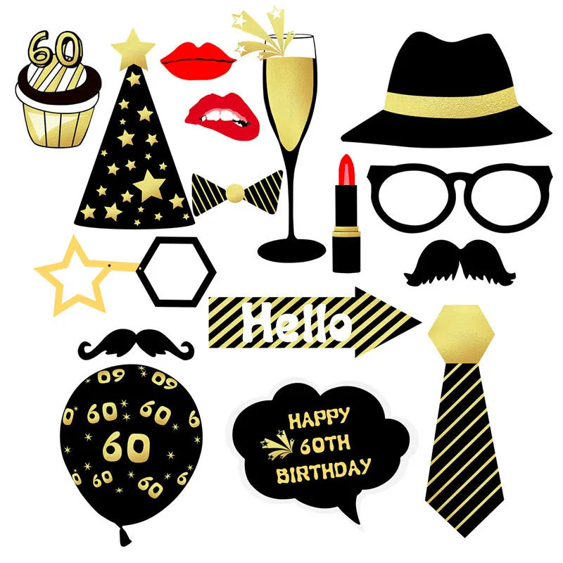 Description Picture 3 of item30 40 50 60 Year Birthday Photo Booth Props Adult Men Women Birthday Party PhotoBooth Props Frame Anniversary Decor Supplies
