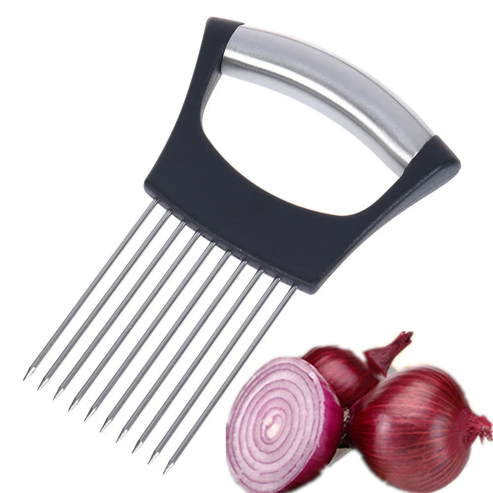 Description Picture 2 of itemStainless Steel Onion Slicers Holder Vegetable Tomato Shredders Kitchen Tools for Slicing Meat Cheese Blocks Pin Needle