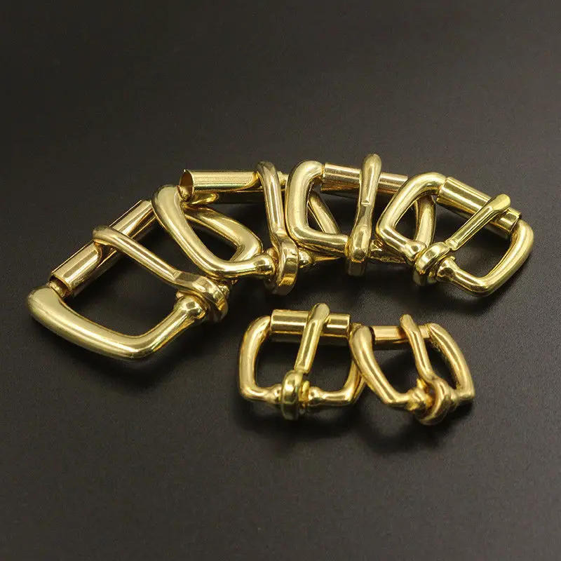 Description Picture 3 of item1x Solid Brass Metal Heel Bar Buckle End Bar Roller Buckle Rectangle Single Pin for Leather Craft Bag Belt Strap Webbing