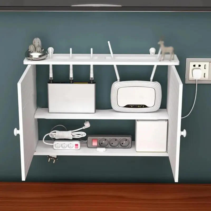 Description Picture 2 of itemLarge Wireless Wifi Router Shelf Storage Boxes Punch-free Cable Power Plus Wire Bracket Wall Hanging Plug Board DIY Home Decor