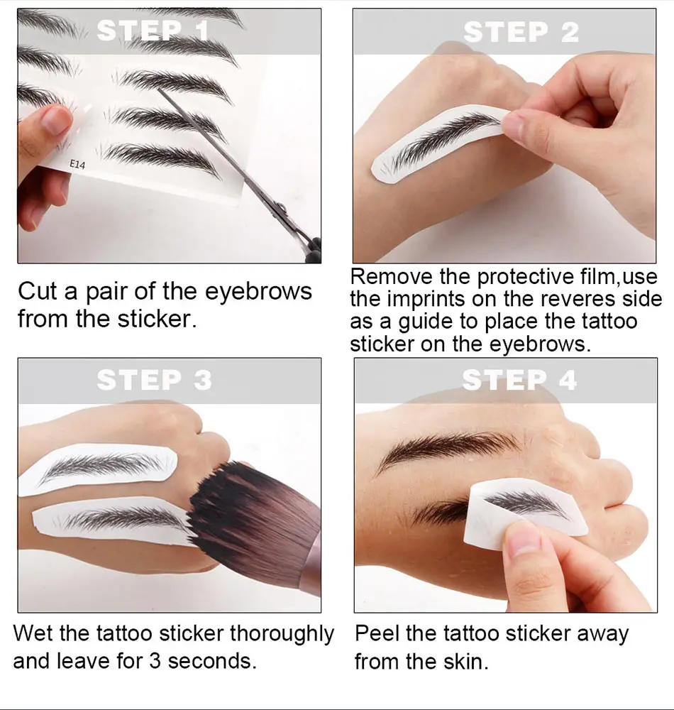 Description Picture 6 of item4D Hair Like Eyebrows Makeup Waterproof Transfer Tattoo Stickers Long Lasting Enhanc Natural Woman False Eye Brow Cosmetics Tool