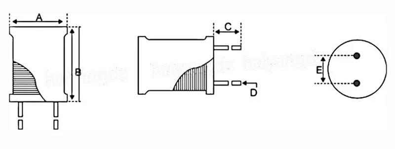 Description Picture 2 of item12*16mm 12x16mm PK1216 1MH 102K 50MH 100UH 220UH 420UH 2P 2 Pin Copper Plug-In Inductance Choke DIP Radial Leaded Power Inductor