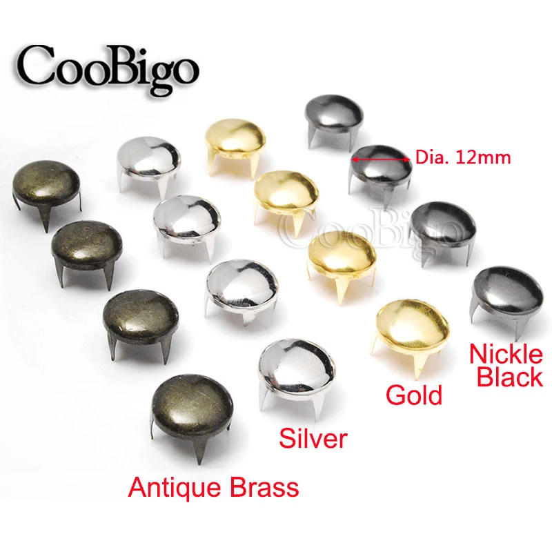 Description Picture 3 of item12mm Metal Claw Rivets Studs Round Spike Decorative Nailhead Bead DIY Leathercraft Shoes Bag Clothing Sewing Accessories 50pcs