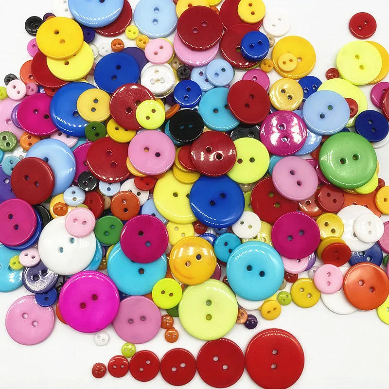 Description Picture 2 of itemNew 9mm---25mm Colours Double Eye Bread Button Round Resin Sewing Buttons Diy Scrapbooking Multicolour