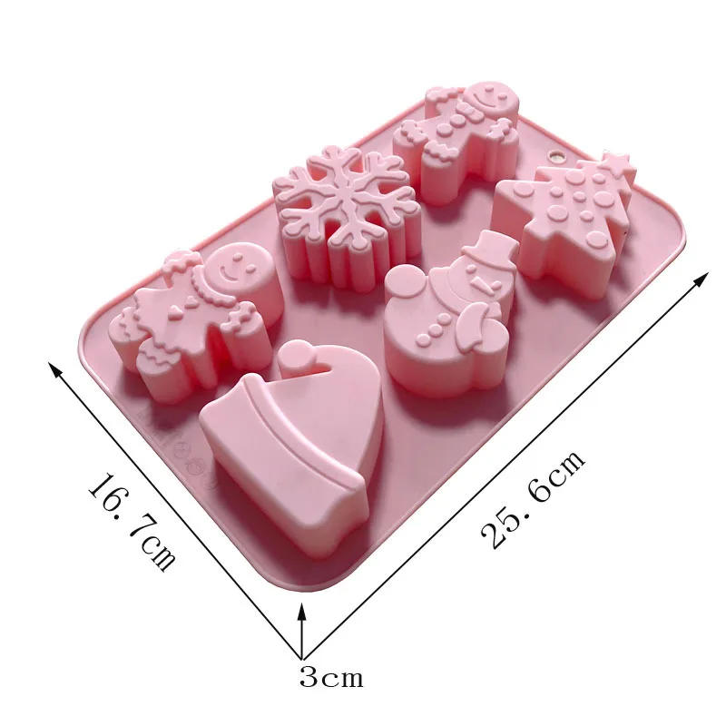 Description Picture 2 of itemSoap Cake Molds 6 Christmas Tree Socks with Snowflakes Santa Claus Holiday DIY Baking Fondant Mold Wholesale Drop Shipping