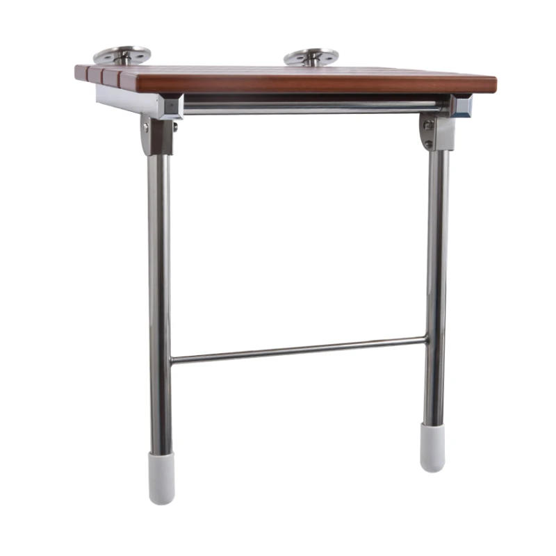 Description Picture 4 of itemHigh-quality Bath Shower Wall Chair Home Bathroom Stool Household Wall Mounted Shower Seat Solid Wood Folding Chair - With Legs