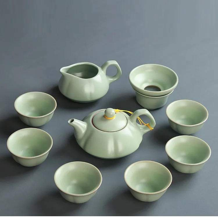 Description Picture 3 of itemLarge Ru Kiln Ceramic Kung Fu Tea Set Teaware Teapot Tea Cup Gaiwan Tea Infuser Tea Strainer Tea Pot and Cup Set Teacups Tea Sea