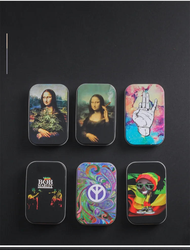 Description Picture 5 of item1pc Fashion Tin Storage Box Tobacco Humidor Rolling Paper Box Cigarettes Cases Boxes Holder Smoking Accessories