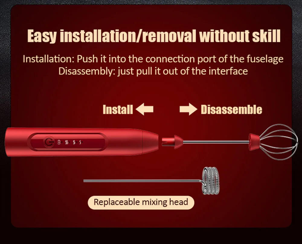 Description Picture 3 of itemMilk Frothers 3-Speeds Egg Beater USB Rechargeable Coffee Drink Whisk Mixer Eggbeater Frother Stirrer Handheld Food Blender