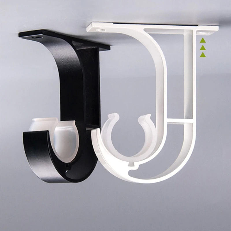 Description Picture 6 of item2pcs Window Drapery Ceiling Hanging Holder Wall Curtain Rod Bracket Set Side Top Mounted Fits 1 inches Rod Drop Ship