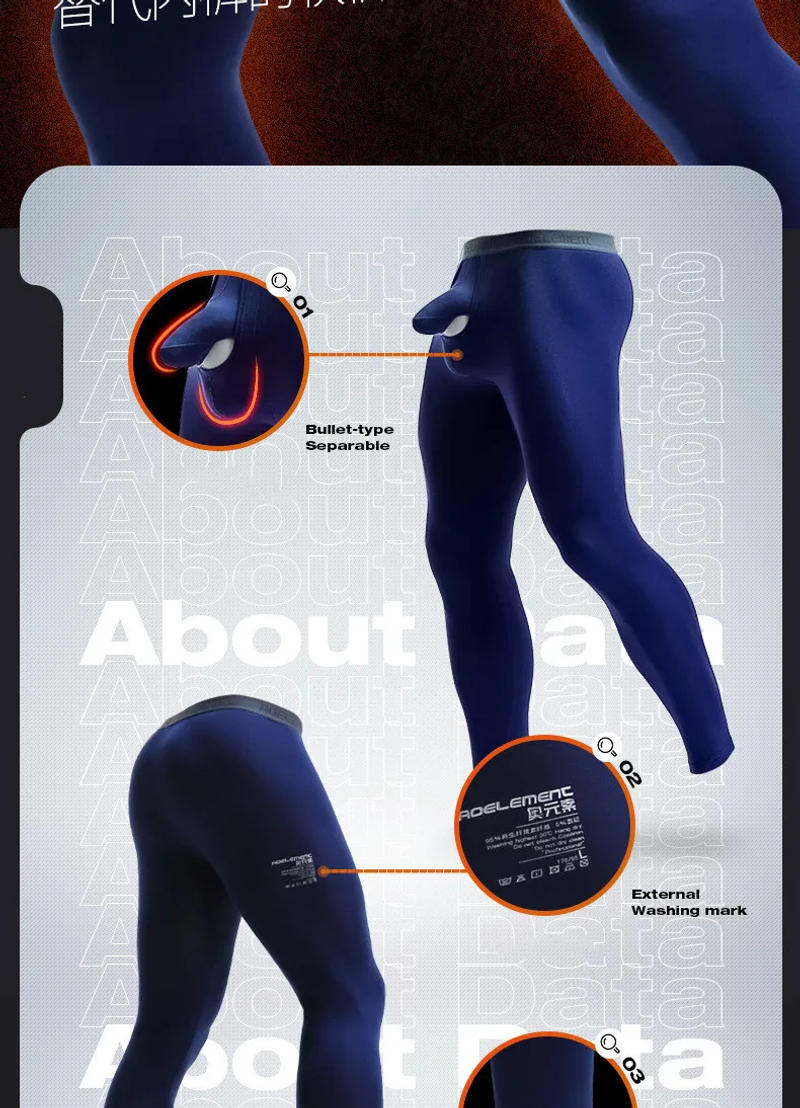 Description Picture 5 of itemWinter Thermal Underwear For Men Long Johns Modal Thermal Pants Male Bullet Separation Pouch Underpants Plus Size Mens Leggings