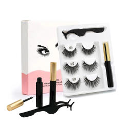 Magnetic Eyelashes 3PCS False Eyelashes Magnetic Eyeliner Reusable Waterproof Handmade Magnetic Eyelashes Extension Makeup Tools