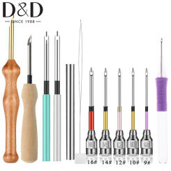 Punch Needle Tool Embroidery Kits Wooden Handle Embroidery Pens for Floss Cross Stitching DIY Craft Knitting Needle Sewing Tools