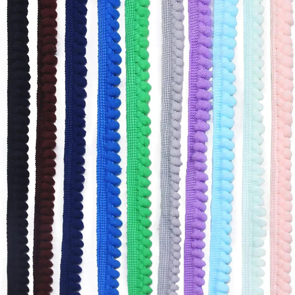 Description Picture 6 of item5/10Yards MINI Pom Poms Trim Lace Ribbon Color Pom Pom Ball Fringe Trim Tassel Sewing Trim for Home Curtain Clothes Pillow Decor