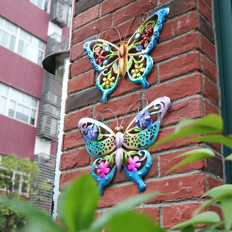 Description Picture 5 of item1PC Colorful 3D Metal Butterfly/Mermaid Decor Hollow Out Butterfly Garden Large Decorative Wall Art Fence Sculpture Ornament
