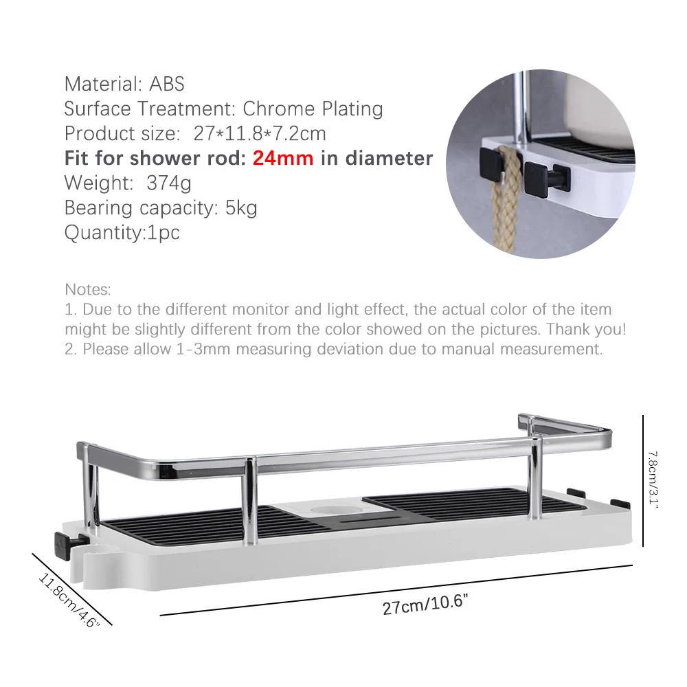 Description Picture 6 of itemBathroom Shelf Shower Shelf Shelf Shampoo Tray Rack Free Drilling Floating Shelf Wall Hanging Bathroom Accessories Corner Shelf
