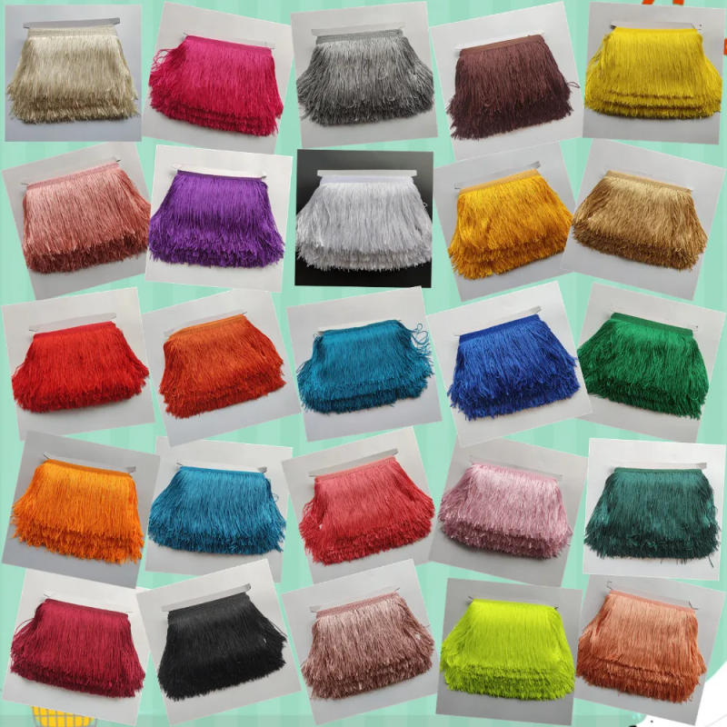 Description Picture 2 of item1Meters 25 Colors Beautiful 20CM Long Lace Fringe Trim Polyester Tassel Fringe Trimming Diy Latin Dress Stage Clothe Accessories