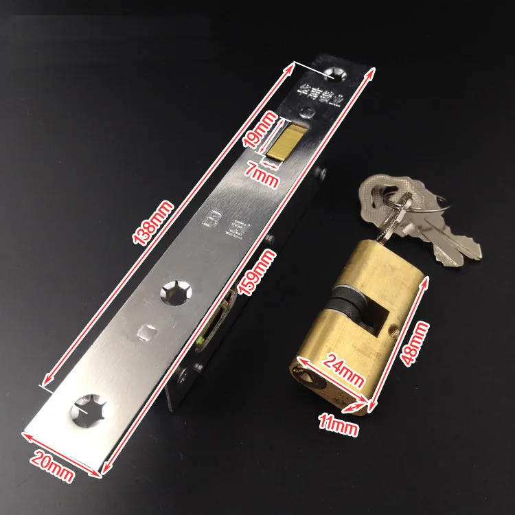 Description Picture 2 of itemIron gate/Sliding door hook lock, Copper hook, for Plastic steel door,Copper lock cylinder, More strong