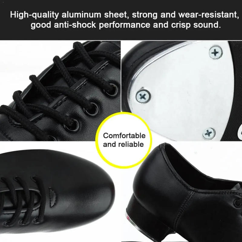 Description Picture 5 of itemLeather Material Tap Shoes Women's Split Sole Jazz Tap Dance Shoes Adult/Unisex Lace Up Women Tap Shoes Dancing Shoes for Women