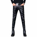 Idopy Men`s Pleather Pants Punk Style Skinny Night Club Party Stage Performance Steampunk Faux PU Leather Trousers For Male