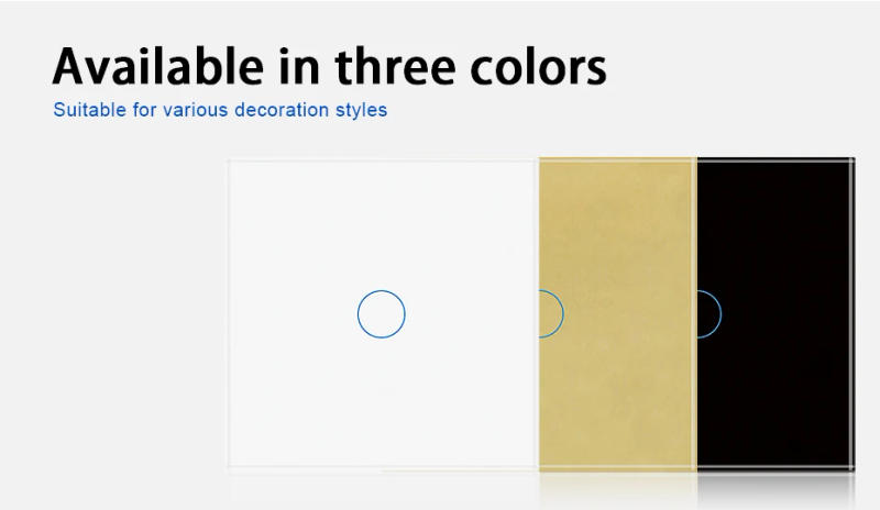 Description Picture 5 of itemAXUS European AC100-240V Tempered Black White Crystal Glass Touch Switch Panel Wall Light Sensor Button 1/2/3 Gang 10A Interrupt
